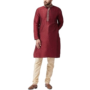 SOJANYA Since 1958 Mens Maroon Jacquard Silk