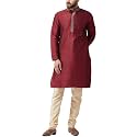 SOJANYA Since 1958 Mens Maroon Jacquard Silk