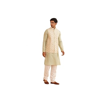 SOJANYA Since 1958 Timeless Elegance-Pista Green Kurta
