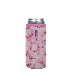 sok it cansok sleeve for beer amp soda insulated neoprene cover pink splash tie dye 12oz slim can sleeve