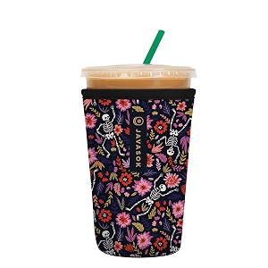 sok it javasok iced coffee amp cold soda insulated neoprene cup sleeve floral skeleton medium 22-28oz