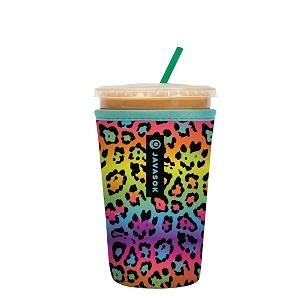 sok it java sok iced coffee amp soda cup sleeve insulated neoprene cover rainbow leopard medium 24-28oz