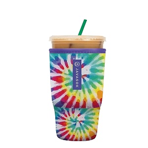 sok it java sok reusable neoprene insulator sleeve for iced coffee cups rainbow tie dye v1 large 30 - 32oz