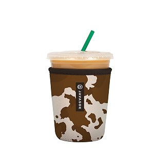 sok it java sok reusable neoprene insulator sleeve for iced coffee cups brown cow small 18-20oz