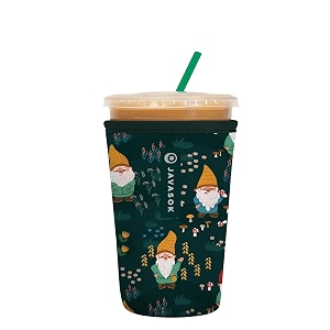 sok it java sok reusable neoprene insulator sleeve for iced coffee cups mushroom meadow medium 24-28oz