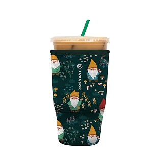 sok it java sok reusable neoprene insulator sleeve for iced coffee cups mushroom meadow large 30-32oz