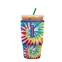 Sok It Java Sok Reusable Neoprene Insulator Sleeve for Iced Coffee Cups (Rainbow Tie Dye V1, Large: 30 - 32oz)