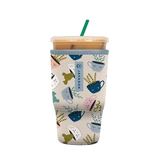 sok it javasok iced coffee amp cold soda insulated neoprene cup sleeve botanical teacups large 30-32oz