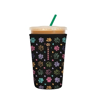 sok it javasok iced coffee amp cold soda insulated neoprene cup sleeve furry footprints medium 22-28oz
