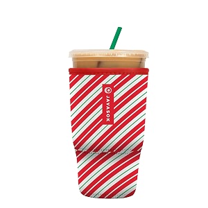 sok it javasok iced coffee amp cold soda insulated neoprene cup sleeve candy cane stripes large 30-32oz