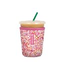 Sok It JavaSok Iced Coffee &amp; Cold Soda Insulated Neoprene Cup Sleeve (Floral Hearts, Small: 16-20oz)