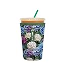 Sok It JavaSok Iced Coffee &amp; Cold Soda Insulated Neoprene Cup Sleeve (Hydrangea Garden, Medium: 22-28oz)
