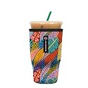 Sok It JavaSok Iced Coffee &amp; Cold Soda Insulated Neoprene Cup Sleeve (Feathered Foliage, Large: 30-32oz)