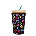 Sok It JavaSok Iced Coffee &amp; Cold Soda Insulated Neoprene Cup Sleeve (Pawsitive Vibes, Medium: 22-28oz)