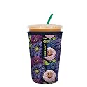 Sok It JavaSok Iced Coffee &amp; Cold Soda Insulated Neoprene Cup Sleeve (Secret Garden, Medium: 22-28oz)