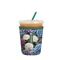 Sok It JavaSok Iced Coffee &amp; Cold Soda Insulated Neoprene Cup Sleeve (Hydrangea Garden, Small: 16-20oz)
