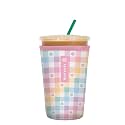 Sok It JavaSok Iced Coffee &amp; Cold Soda Insulated Neoprene Cup Sleeve (Gingham Flowers, Medium: 22-28oz)