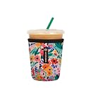 Sok It JavaSok Iced Coffee &amp; Cold Soda Insulated Neoprene Cup Sleeve (Abstract Floral, Small: 16-20oz)