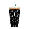 Sok It JavaSok Iced Coffee &amp; Cold Soda Insulated Neoprene Cup Sleeve (Mystical Meows, XLarge: 38-42oz)