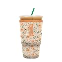 Sok It JavaSok Iced Coffee &amp; Cold Soda Insulated Neoprene Cup Sleeve (Blush Blossoms, XLarge: 38-42oz)