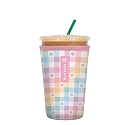 Sok It JavaSok Iced Coffee &amp; Cold Soda Insulated Neoprene Cup Sleeve (Gingham Flowers, Medium: 22-28oz)