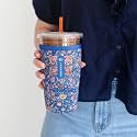 Sok It JavaSok Iced Coffee &amp; Cold Soda Insulated Neoprene Cup Sleeve (Bespoke Blooms, Medium: 22-28oz)
