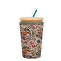Sok It JavaSok Iced Coffee &amp; Cold Soda Insulated Neoprene Cup Sleeve (Wildflower Meadow, Medium: 22-28oz)