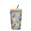 Sok It JavaSok Iced Coffee &amp; Cold Soda Insulated Neoprene Cup Sleeve (Garden Quilt, Medium: 22-28oz)