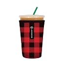 Sok It JavaSok Iced Coffee &amp; Cold Soda Insulated Neoprene Cup Sleeve (Buffalo Check, Medium: 22-28oz)