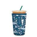 Sok It JavaSok Iced Coffee &amp; Cold Soda Insulated Neoprene Cup Sleeve (Happy Sharks, Medium: 22-28oz)