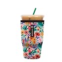 Sok It JavaSok Iced Coffee &amp; Cold Soda Insulated Neoprene Cup Sleeve (Abstract Floral, Large: 30-32oz)