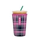 Sok It JavaSok Iced Coffee &amp; Cold Soda Insulated Neoprene Cup Sleeve (Berry Plaid, Large: 30-32oz)