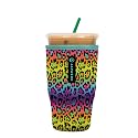 Sok It JavaSok Iced Coffee &amp; Cold Soda Insulated Neoprene Cup Sleeve (Rainbow Leopard, Large: 30-32oz)