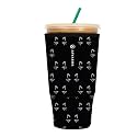 Sok It JavaSok Iced Coffee &amp; Cold Soda Insulated Neoprene Cup Sleeve (Mystical Meows, XXLarge: 44-48oz)