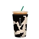 Sok It JavaSok Iced Coffee &amp; Cold Soda Insulated Neoprene Cup Sleeve (Cow Print, Medium: 22-28oz)