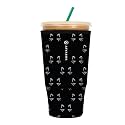 Sok It JavaSok Iced Coffee &amp; Cold Soda Insulated Neoprene Cup Sleeve (Mystical Meows, XXLarge: 44-48oz)