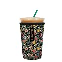 Sok It JavaSok Iced Coffee &amp; Cold Soda Insulated Neoprene Cup Sleeve (English Garden Picnic, Medium: 22-28oz)