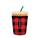Sok It JavaSok Iced Coffee &amp; Cold Soda Insulated Neoprene Cup Sleeve (Buffalo Check, Small: 16-20oz)