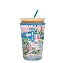 Sok It JavaSok Iced Coffee &amp; Cold Soda Insulated Neoprene Cup Sleeve (Beachside Bliss, Medium: 22-28oz)
