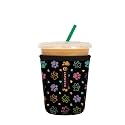 Sok It JavaSok Iced Coffee &amp; Cold Soda Insulated Neoprene Cup Sleeve (Furry Footprints, Small: 16-20oz)