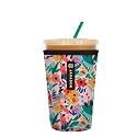Sok It JavaSok Iced Coffee &amp; Cold Soda Insulated Neoprene Cup Sleeve (Abstract Floral, Medium: 22-28oz)