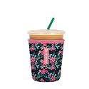 Sok It JavaSok Iced Coffee &amp; Cold Soda Insulated Neoprene Cup Sleeve (Tropical Blooms, Small: 16-20oz)