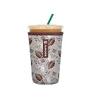 Sok It JavaSok Iced Coffee &amp; Cold Soda Insulated Neoprene Cup Sleeve (Football, Medium: 22-28oz)