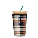 Sok It JavaSok Iced Coffee &amp; Cold Soda Insulated Neoprene Cup Sleeve (Fall Flannel, Medium: 22-28oz)