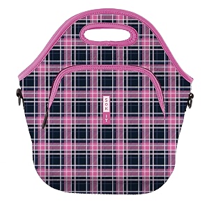 sok it lunchtote zippered bag insulated neoprene caddy berry plaid x-large 65 quart lunch tote