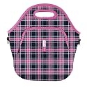 Sok It LunchTote Zippered Bag Insulated Neoprene Caddy (Berry Plaid, X-Large 6.5 Quart Lunch Tote)