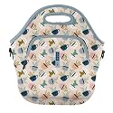 Sok It LunchTote Zippered Bag Insulated Neoprene Caddy (Botanical Teacups, X-Large 6.5 Quart Lunch Tote)