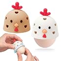 Sokfone 2Pcs Silicone Egg Washer for Fresh Eggs, Multipurpose Cleaning Egg Brush Tool Funny Chick Shape Egg Scrubber Reusable Egg Brush Cleaner（White+Brown）
