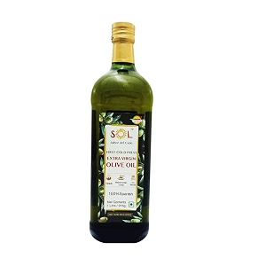 sol spanish extra virgin olive oil  1l  first cold pressed  rich taste and aroma  perfect for drizzling  glass bottle