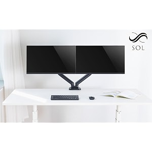 sol dual monitor stand arm gas spring vesa mount arm for 13-27 ledlcd up to 7kg with 2- mounting grommet and clamp